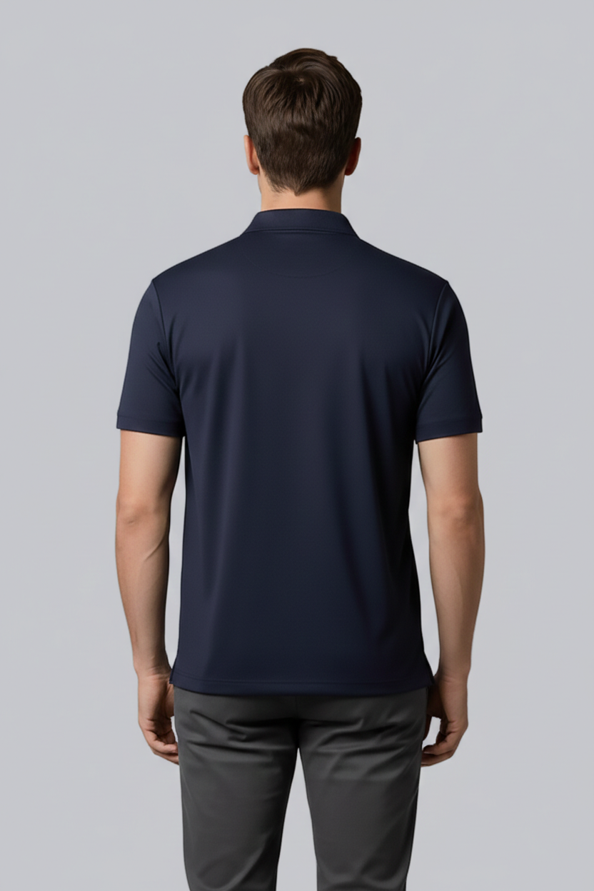 Mens UPF 50 Performance Polo Shirt in Navy Blue - Image 4