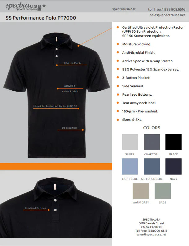 Mens UPF 50 Performance Polo Shirt in Navy Blue - Image 20