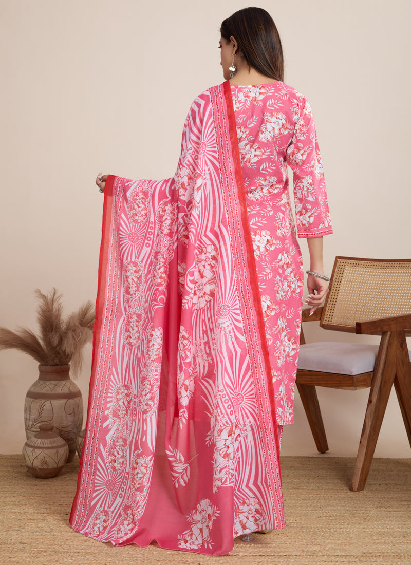 Light Pink Printed Cotton Blend Festival Salwar Suit