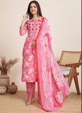 Light pink printed cotton blend salwar suit for women festive wear