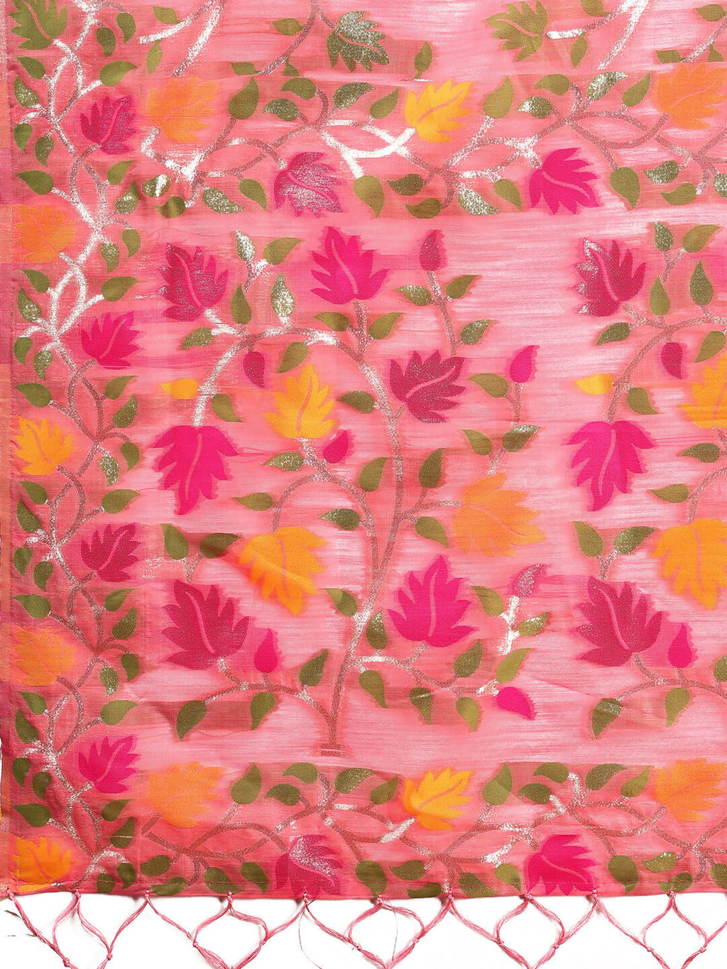 Pink Linen Cotton Saree with Matching Blouse Piece