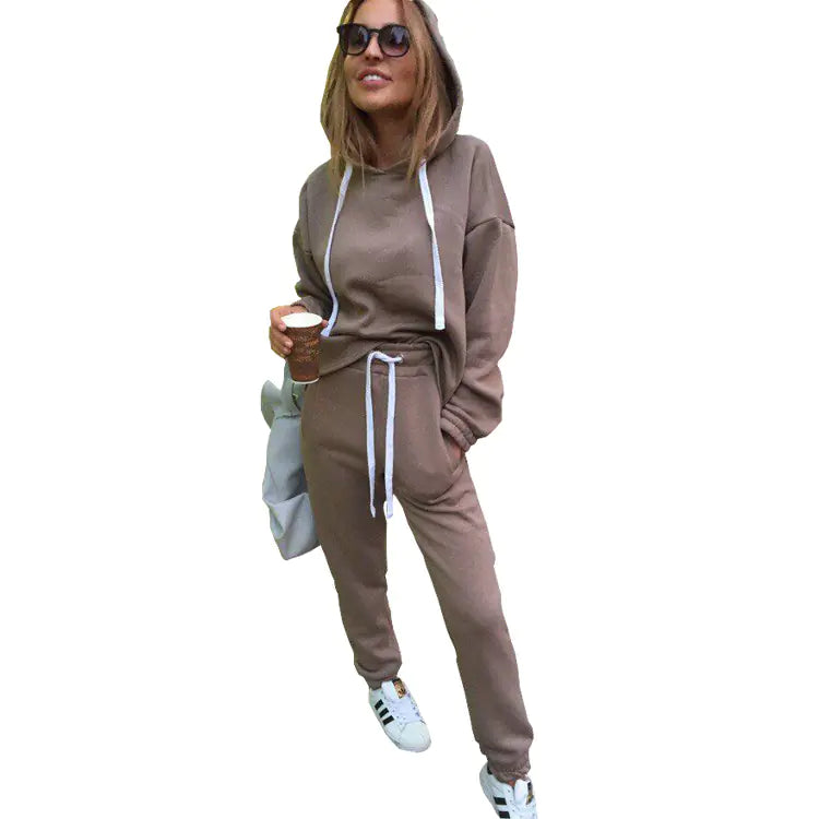 Women's Hooded Crop Sweatshirt Set - 2 Pieces