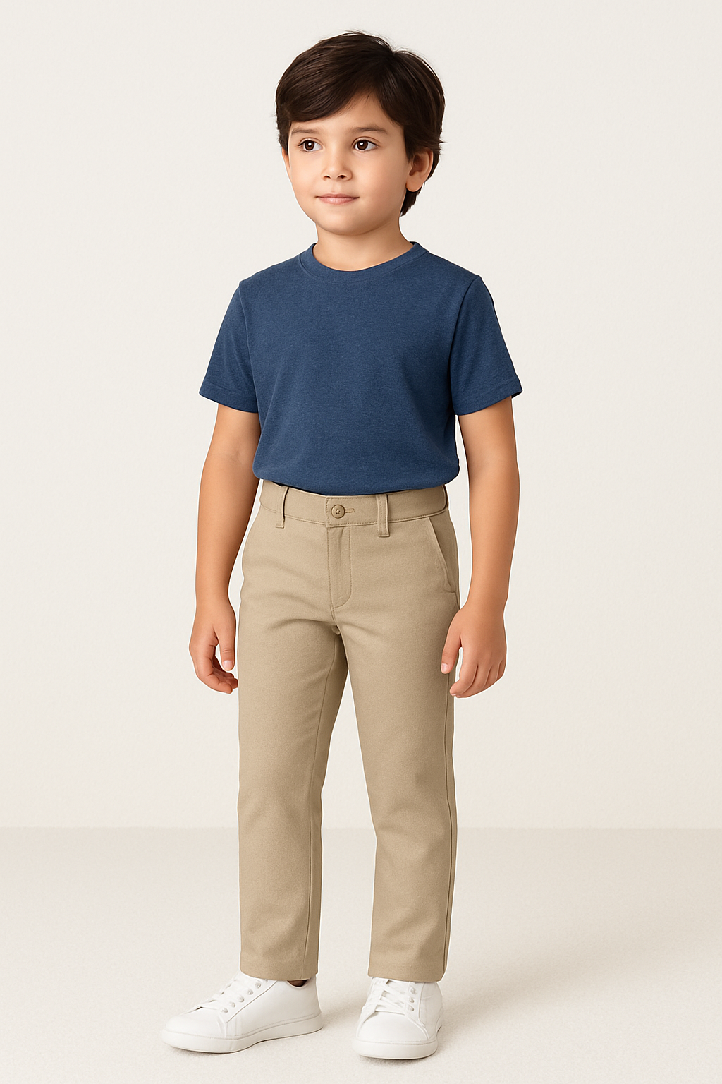 A pair of boys moisture-wicking performance pants in a classic, durable cut for school or play.