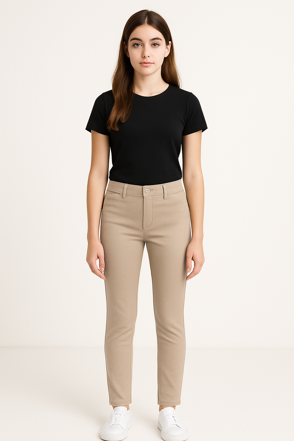 Juniors skinny stretch pants in a slim-fit cut for versatile everyday styling.