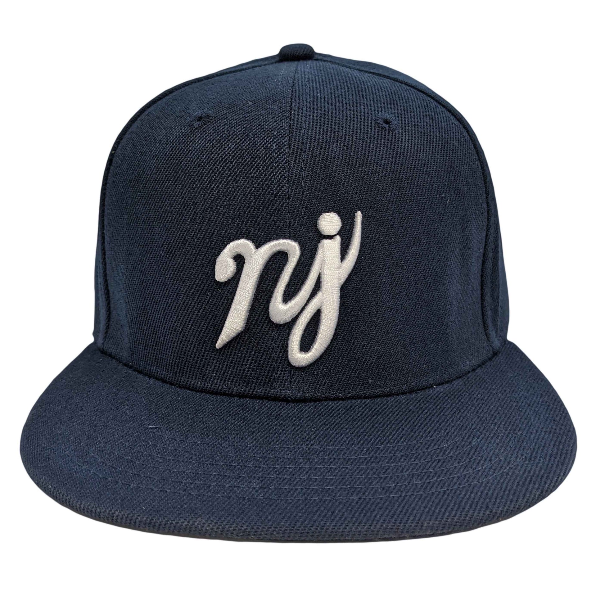 Navy NJ Scripture Snapback Hat - Garden State Streetwear