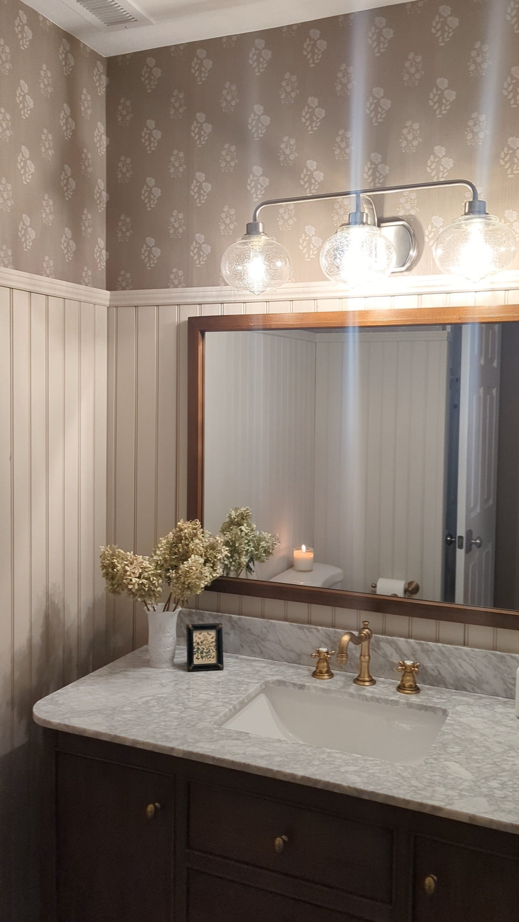 Monroe Floral Removable Wallpaper in Sage Green and Off-White