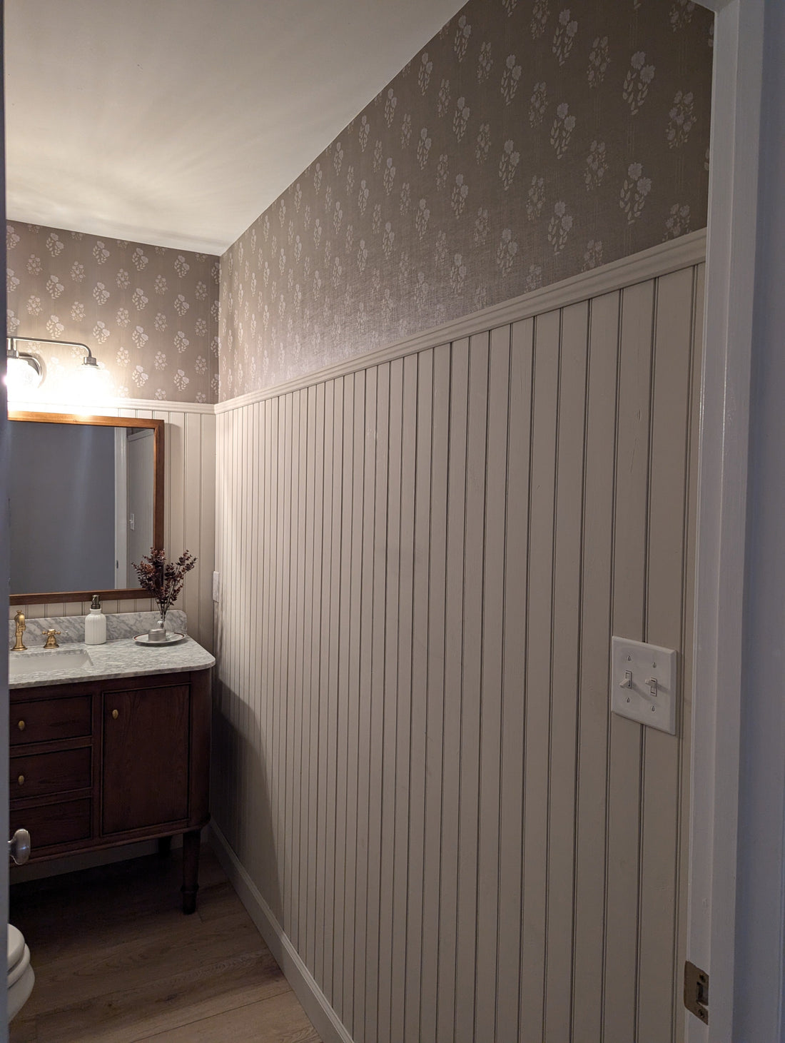 Monroe Floral Removable Wallpaper in Sage Green and Off-White