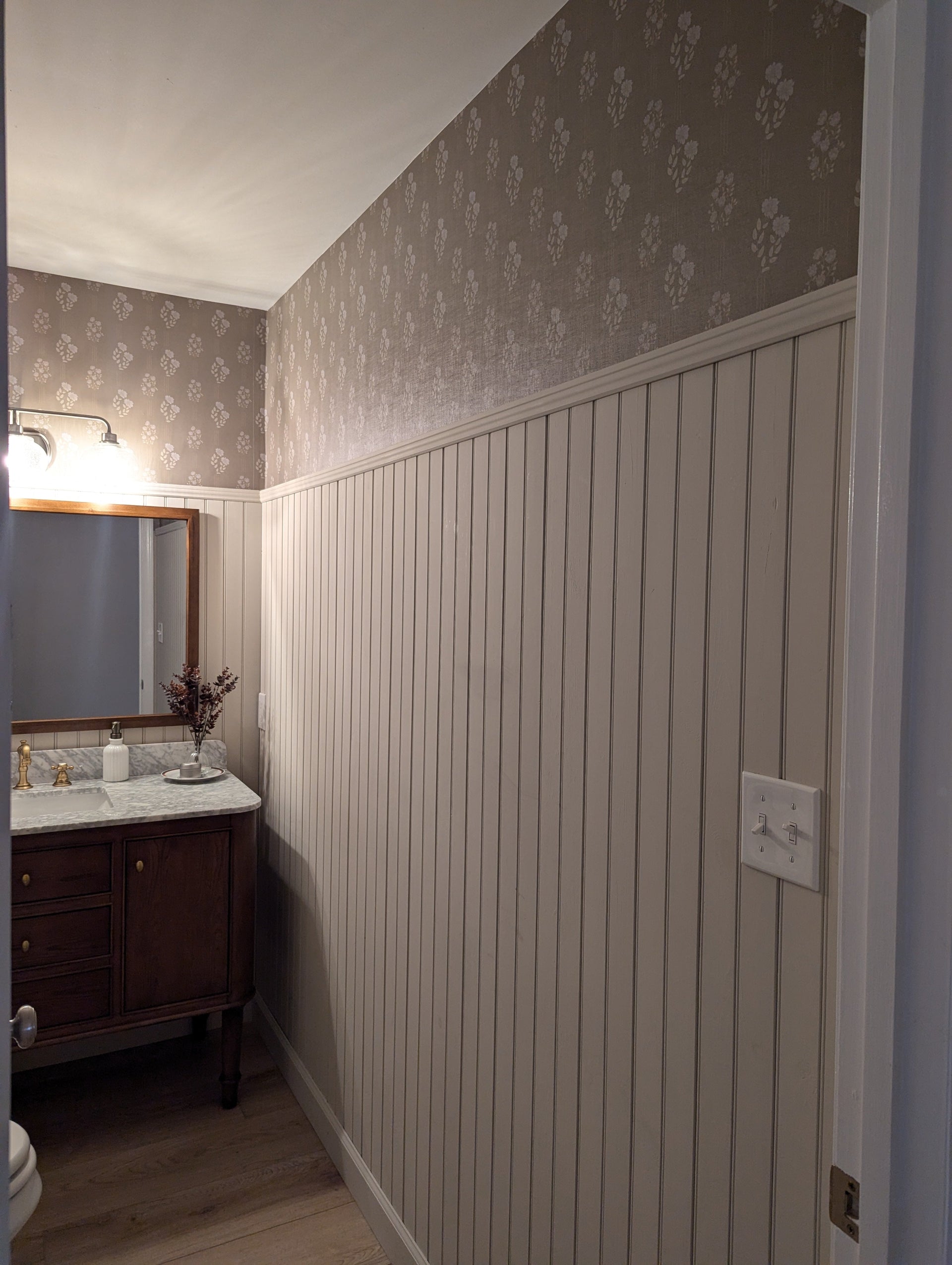 Monroe Floral Removable Wallpaper in Sage Green and Off-White