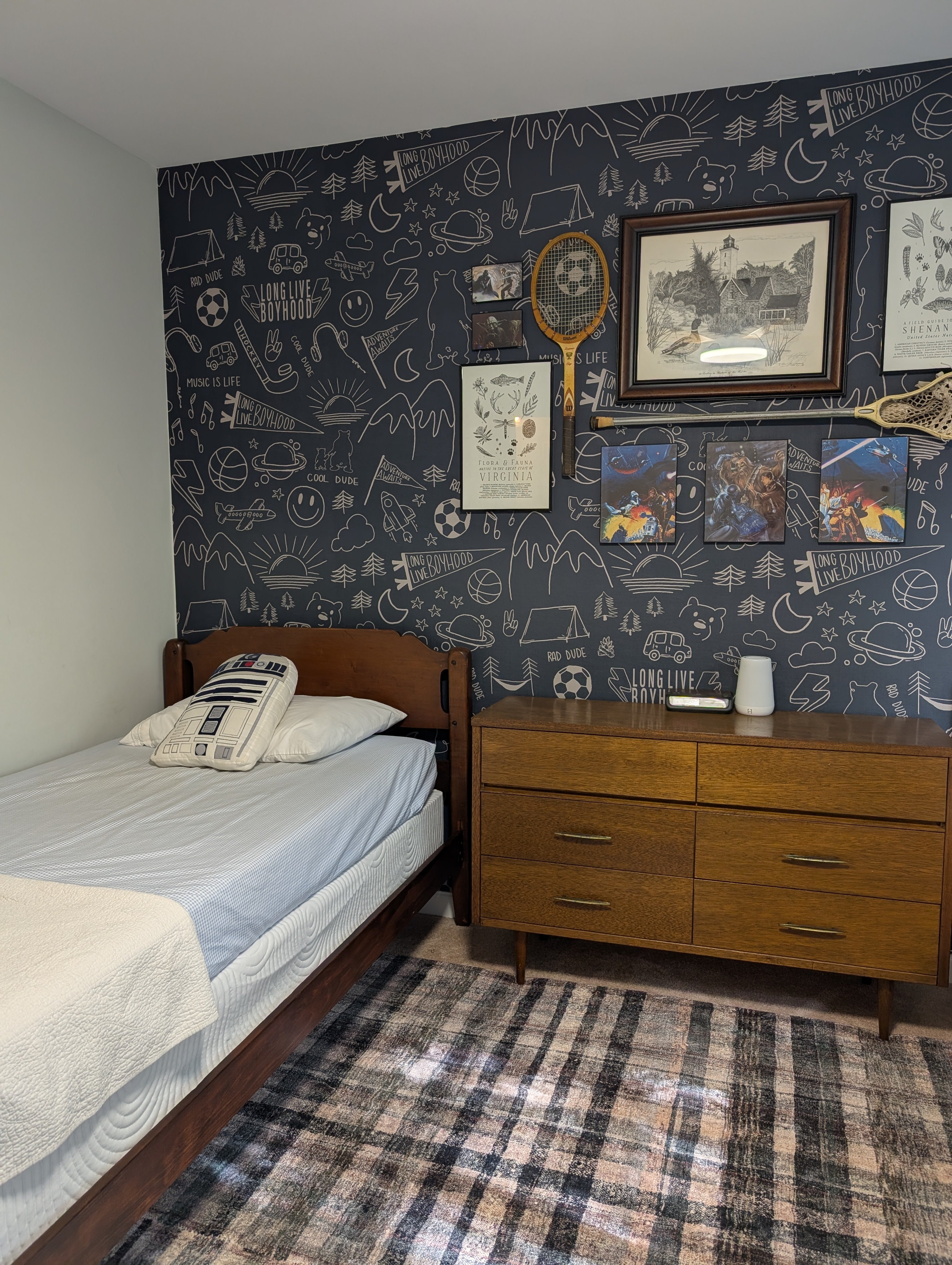 Ozzy Abstract Wallpaper - Navy & White Bohemian Peel and Stick