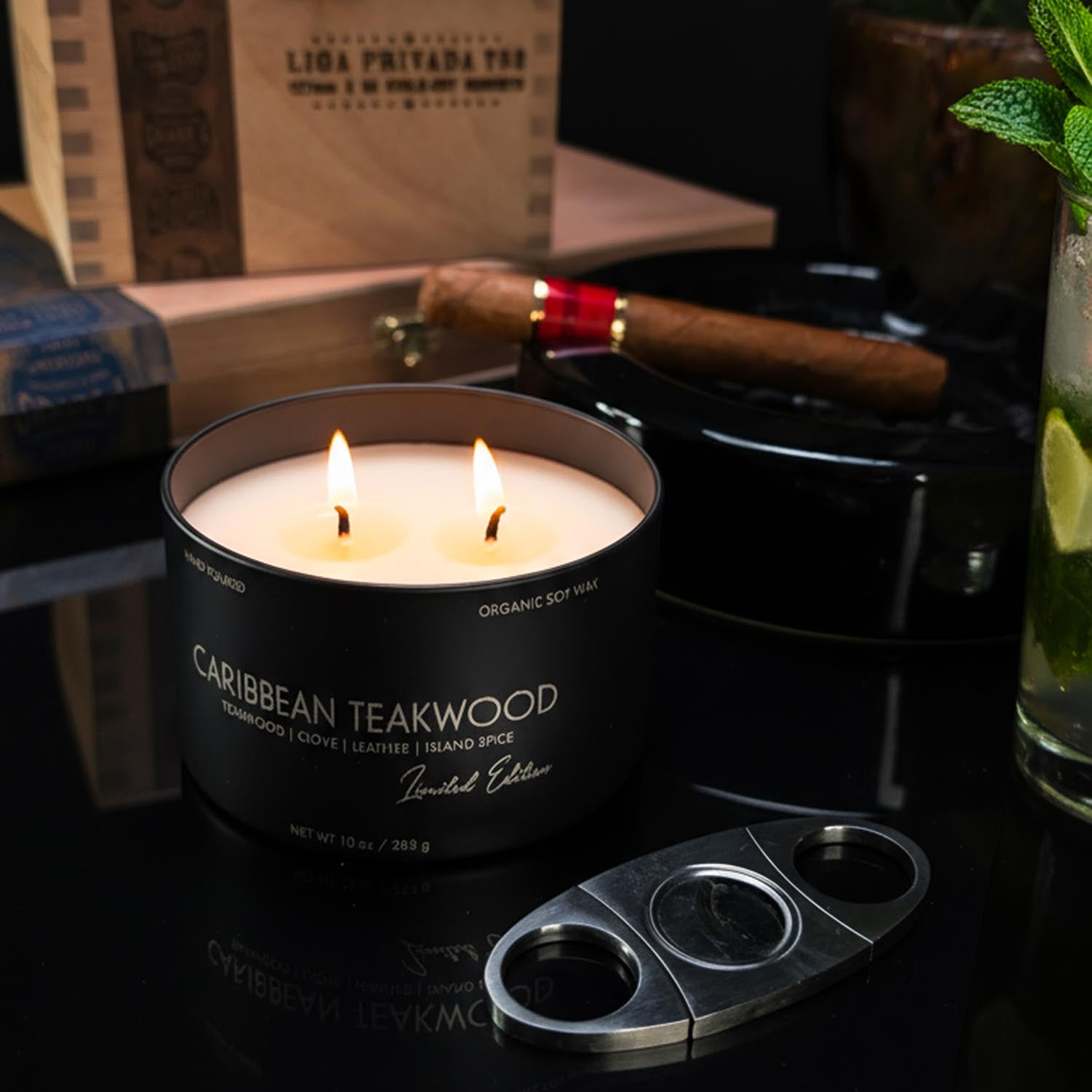 Havana Nights 10oz Dual-Wick Organic Soy Wax Candle for Men - Image 8