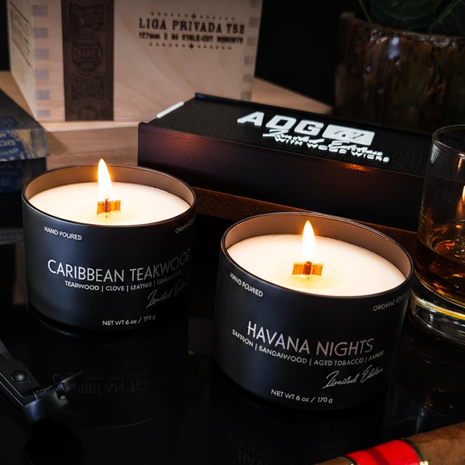 2-Piece Wood Wick Candle Set for Men with Masculine Scents - Image 2