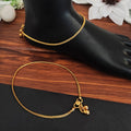 Antique style high gold polish traditional payal set for young girls with classic Indian design.