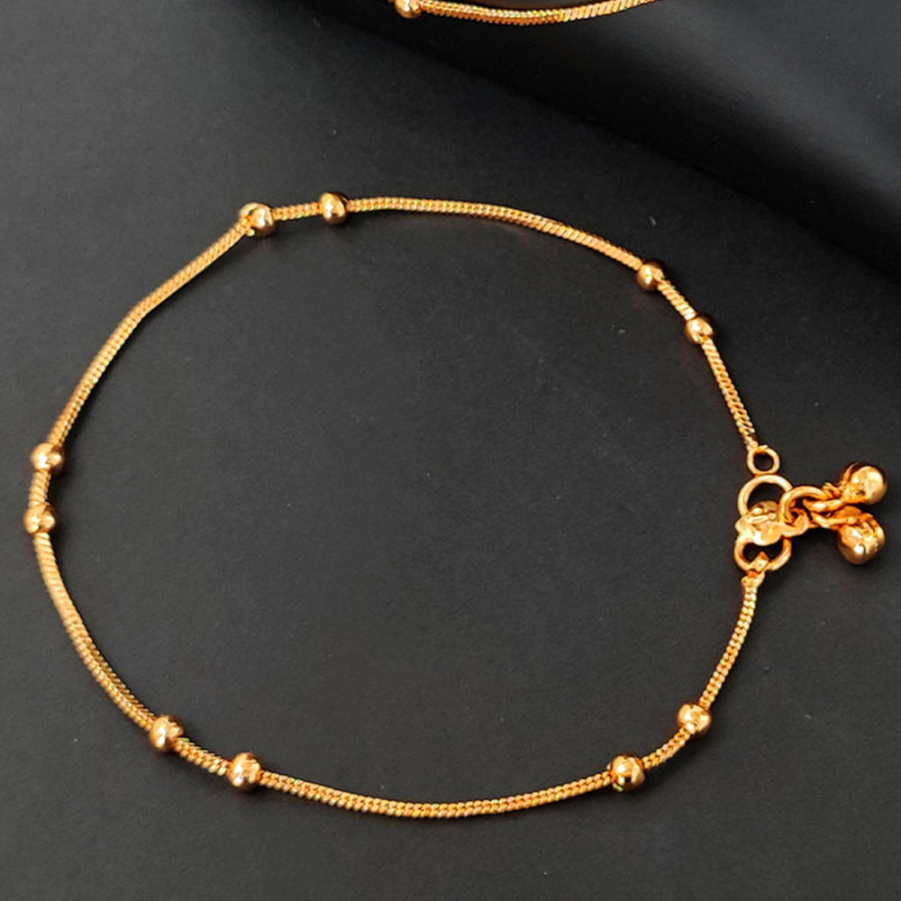 Simple Beaded High Gold Anklet for Girls and Toddlers