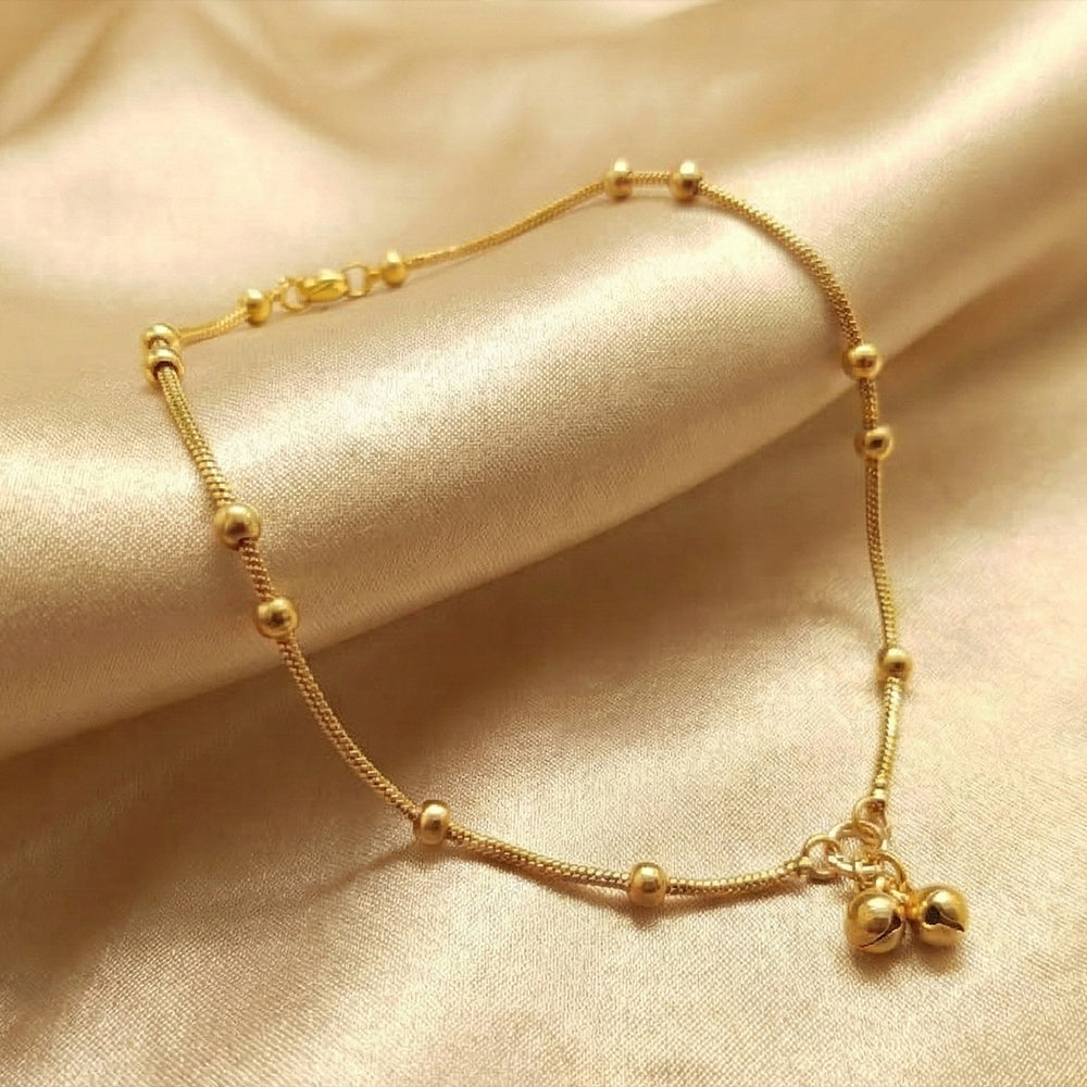 Simple Beaded High Gold Anklet for Girls and Toddlers