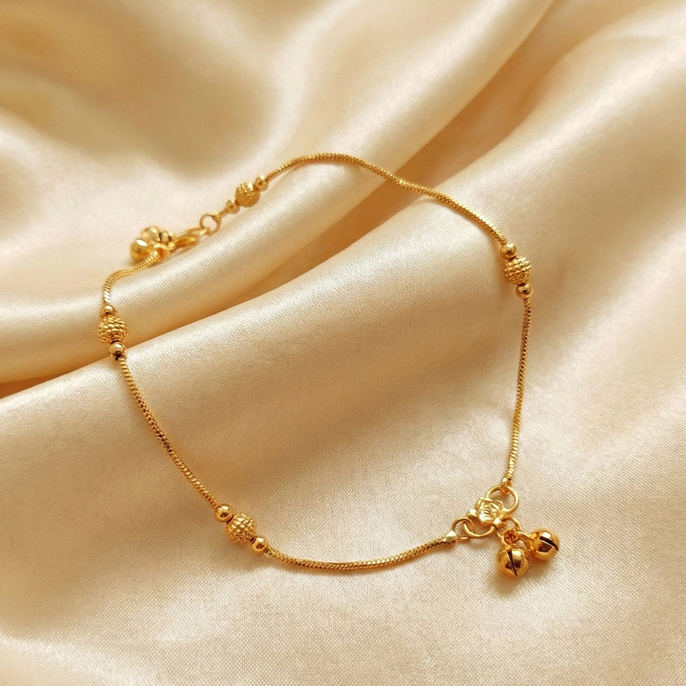 Elegant High Gold Polished Beads Anklet for Girls & Kids