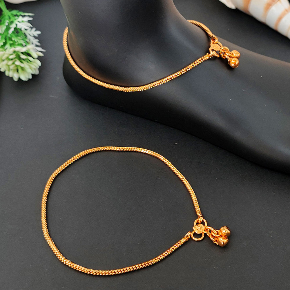High gold thick chain traditional anklet for women and girls with detailed links