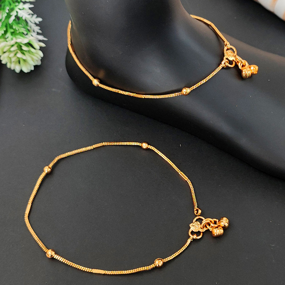 Classic gold-tone beaded anklet for girls resting on a neutral background
