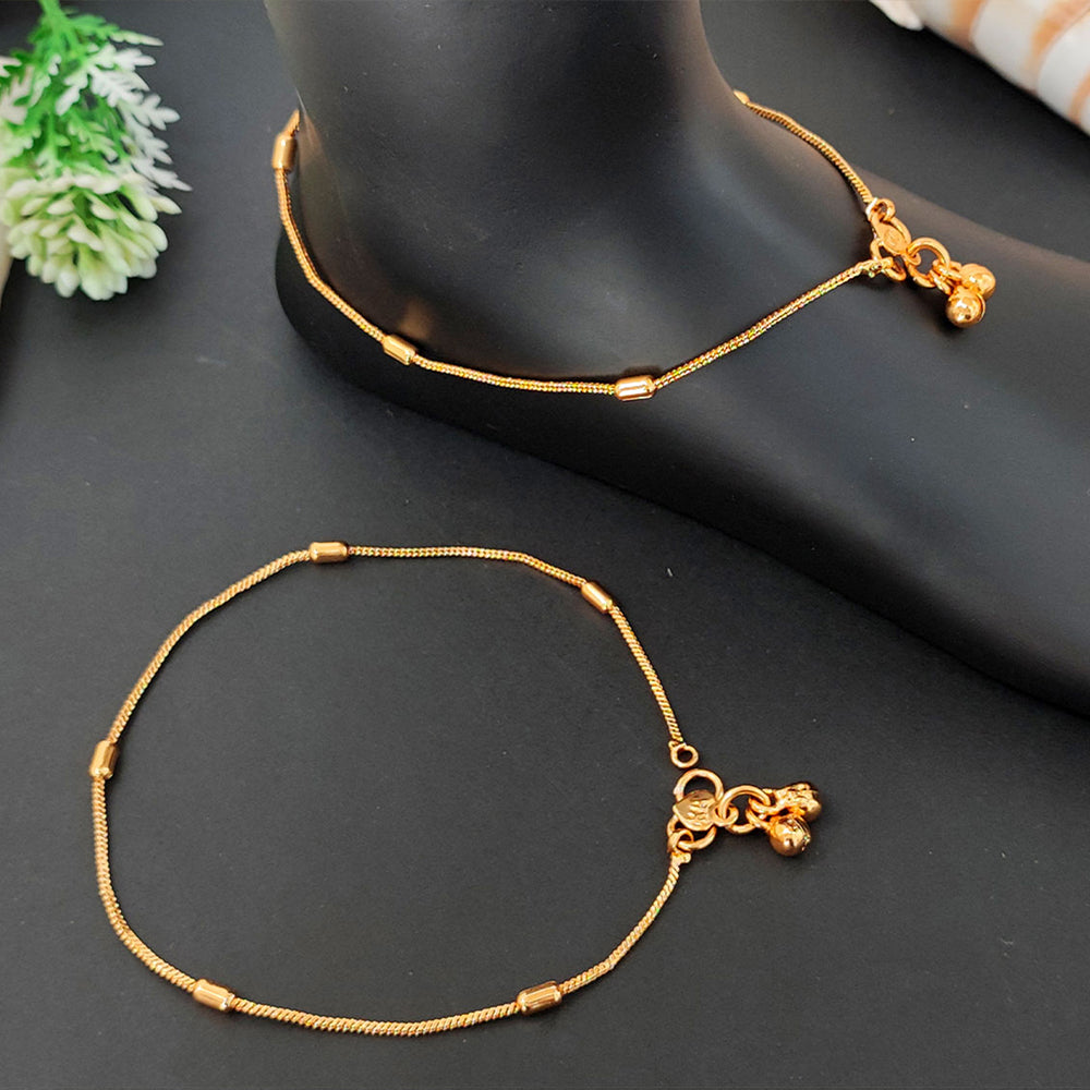 High gold polish fancy style payal with delicate stone detailing for women and girls