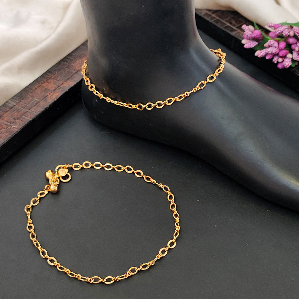Antique high gold polish fancy anklet with delicate stone and bead accents for women and girls