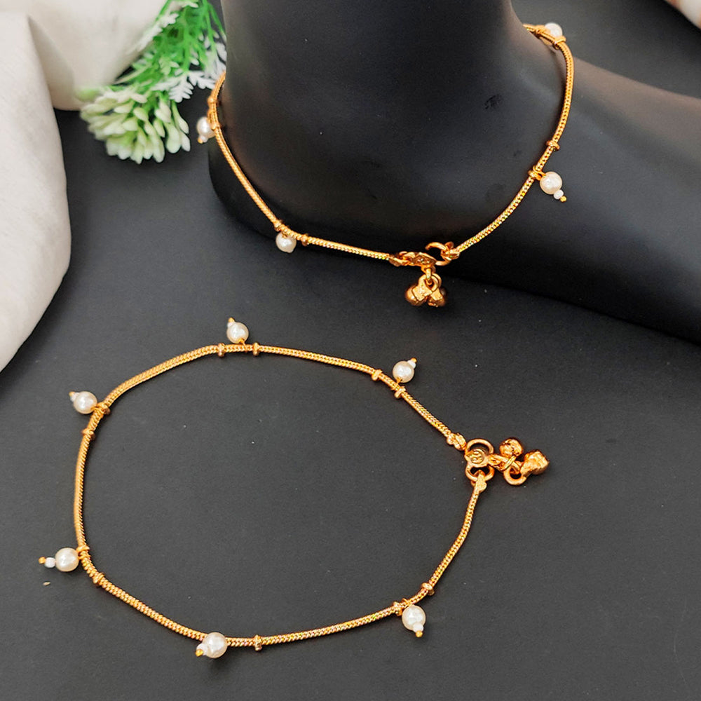 Traditional high gold plated anklet for girls and women with intricate ornamental detailing