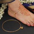 High gold polish fancy anklet chain for women and girls with ornamental detailing