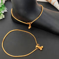 High Gold polished plain chain payal with small jingling ghungroo bells for women and girls