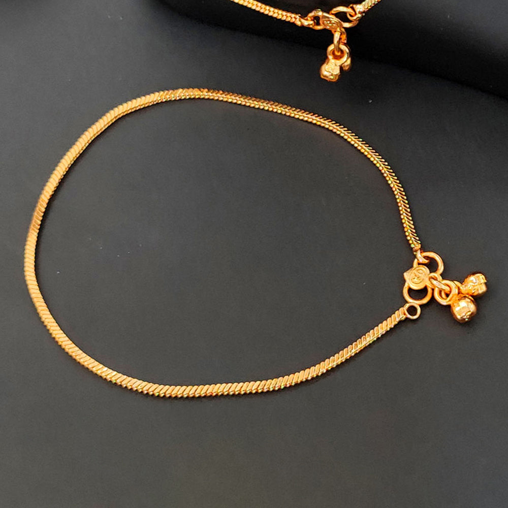 High Gold Plain Chain Payal with Ghungroo for Women and Girls