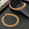 Elegant gold plated traditional payal featuring fine chain links and bead accents for women and girls