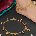 High gold polish party wear anklet set with delicate beads and stones for women and girls