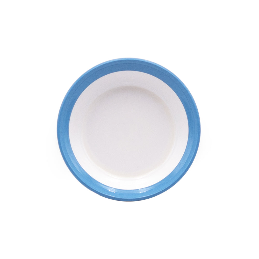 White Melamine Bowl with Sky Blue Edge - Set of 30