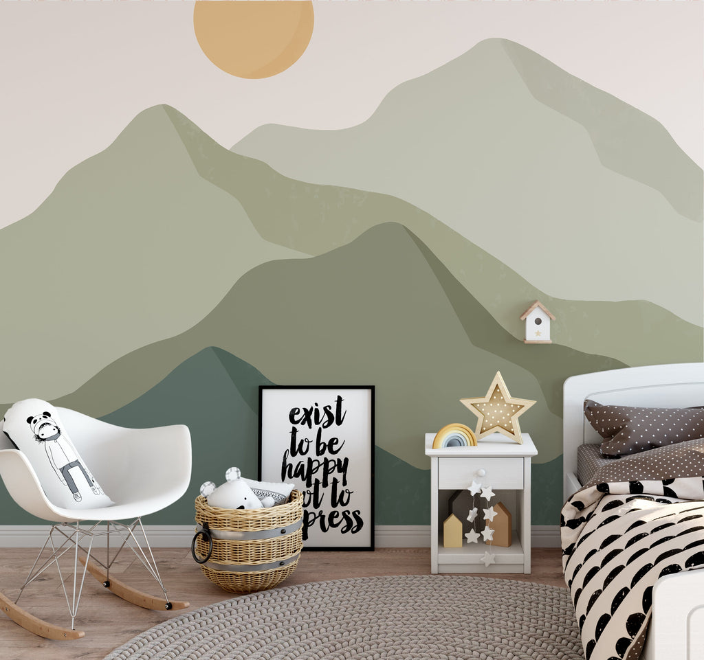 Ender Abstract Peel and Stick Wallpaper in Sage Green and Cream