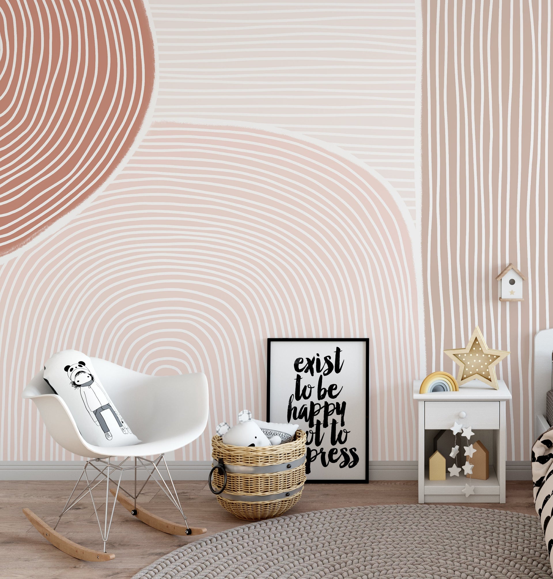 Claire Geometric Removable Wallpaper in Terracotta and Blush-pink