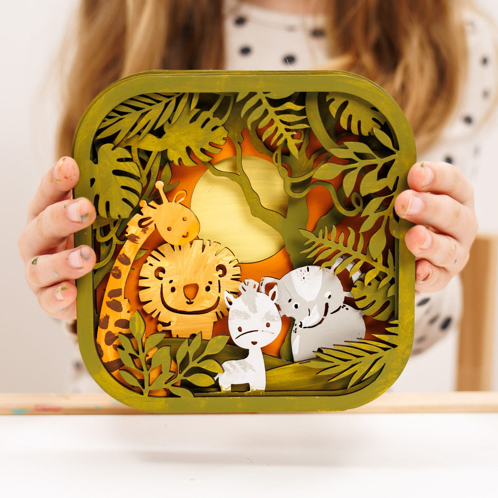 3D DIY safari wooden animal kit for children's craft and painting activities