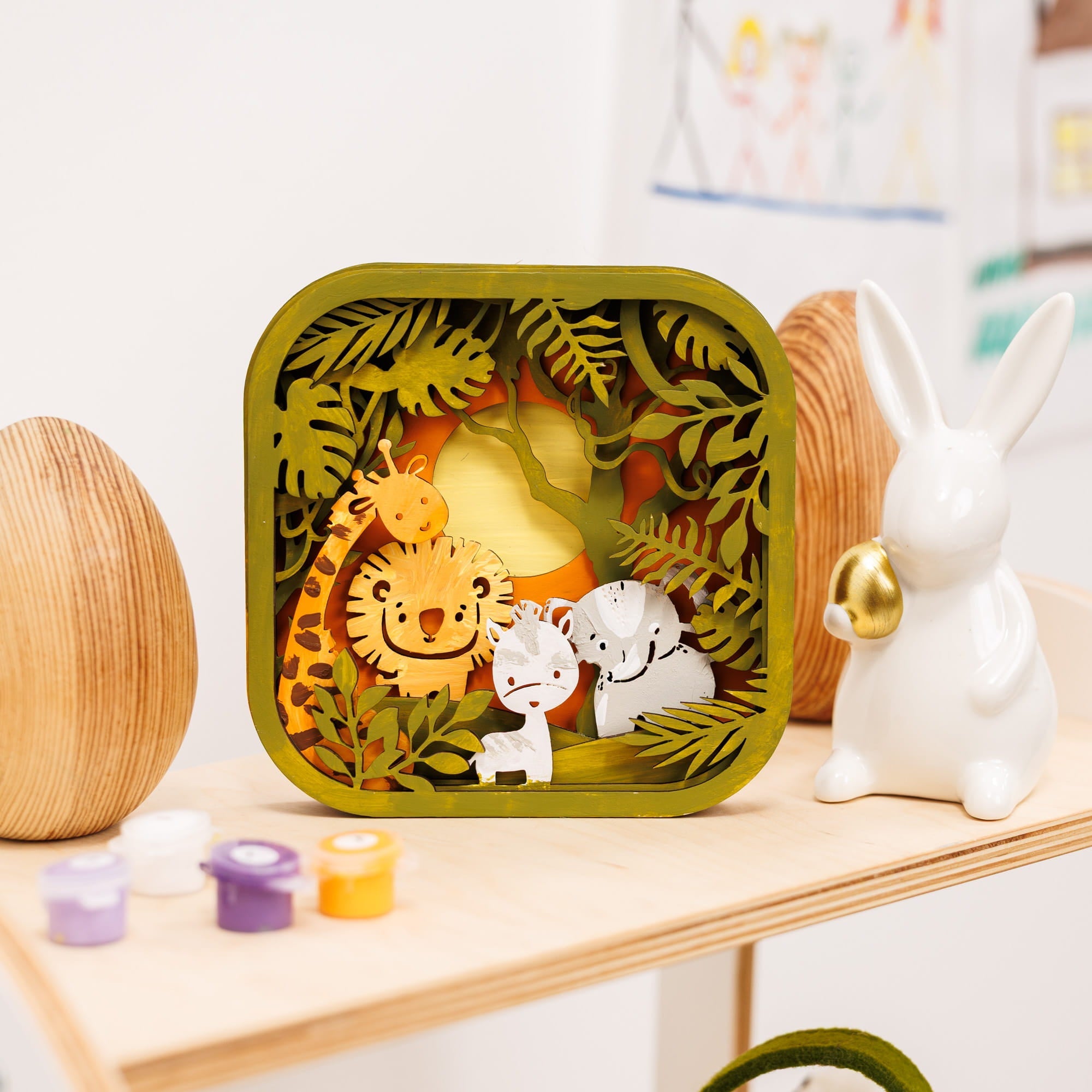 3D DIY Wooden Safari Painting Kit for Kids Educational Art Set