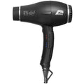 Modern glossy professional digital hair dryer in a contemporary bathroom setting