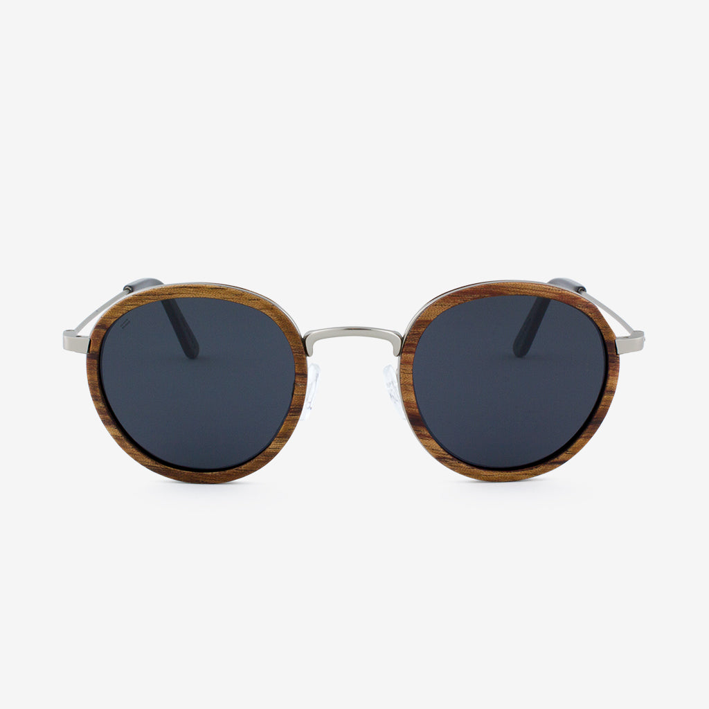 Pasco titanium and wood sunglasses in sophisticated brown and silver