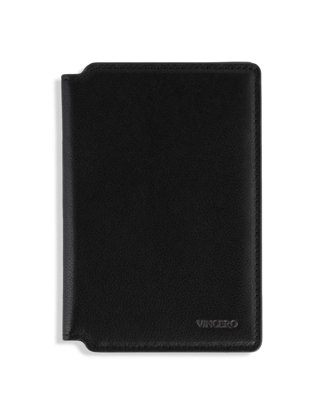 Slim Italian Leather Passport Wallet - Travel Organizer in Black