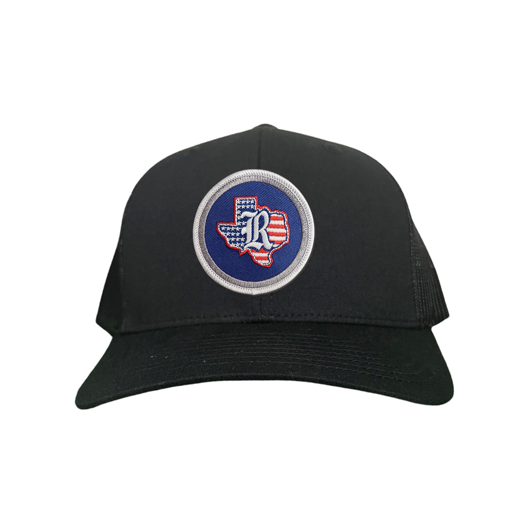 Rice University / State of Texas American Flag Circle Patch / Curved Bill Mesh Snapback / 165 / Rice001 / MM