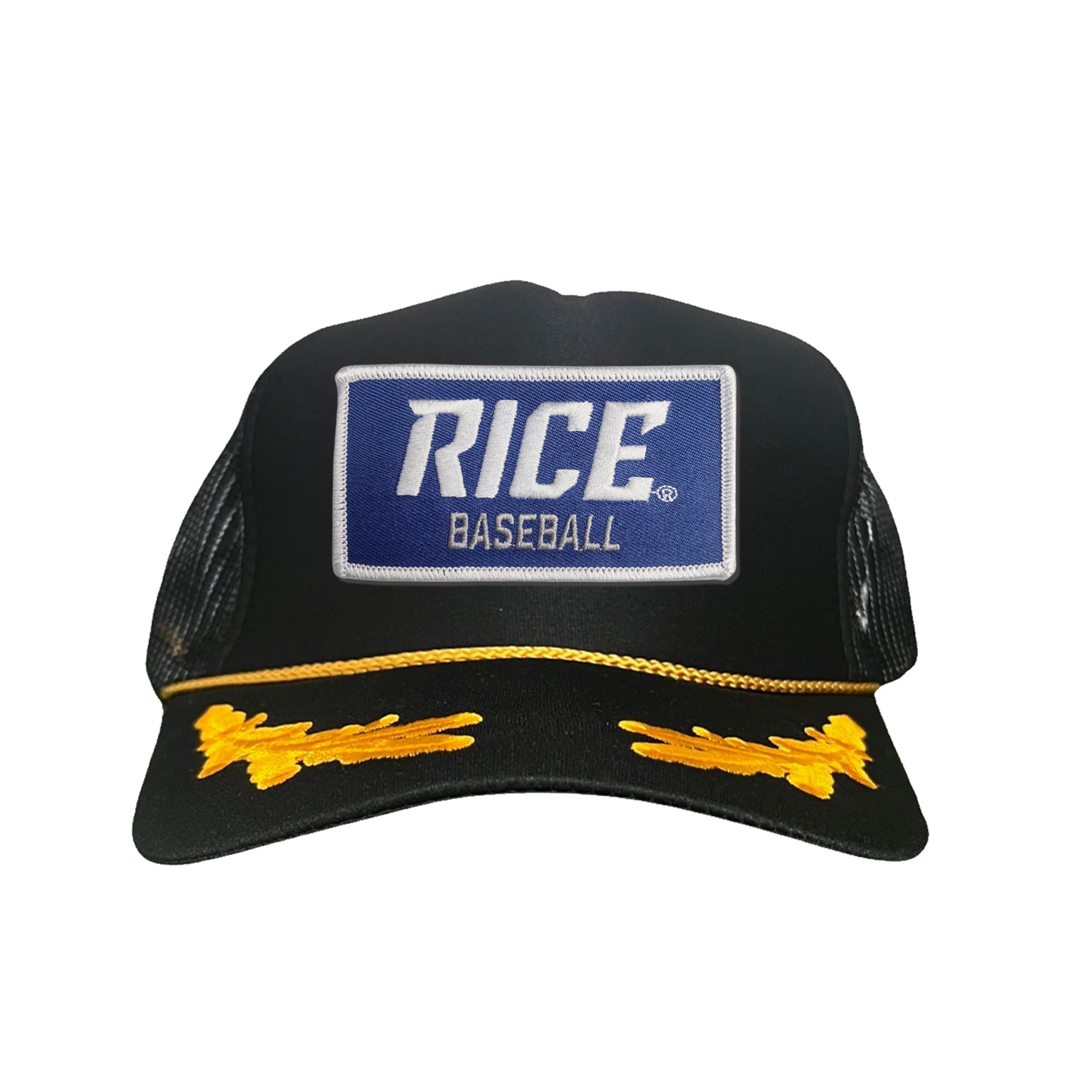 Rice Owls Baseball Rectangle Patch Curved Bill Mesh Snapback Cap