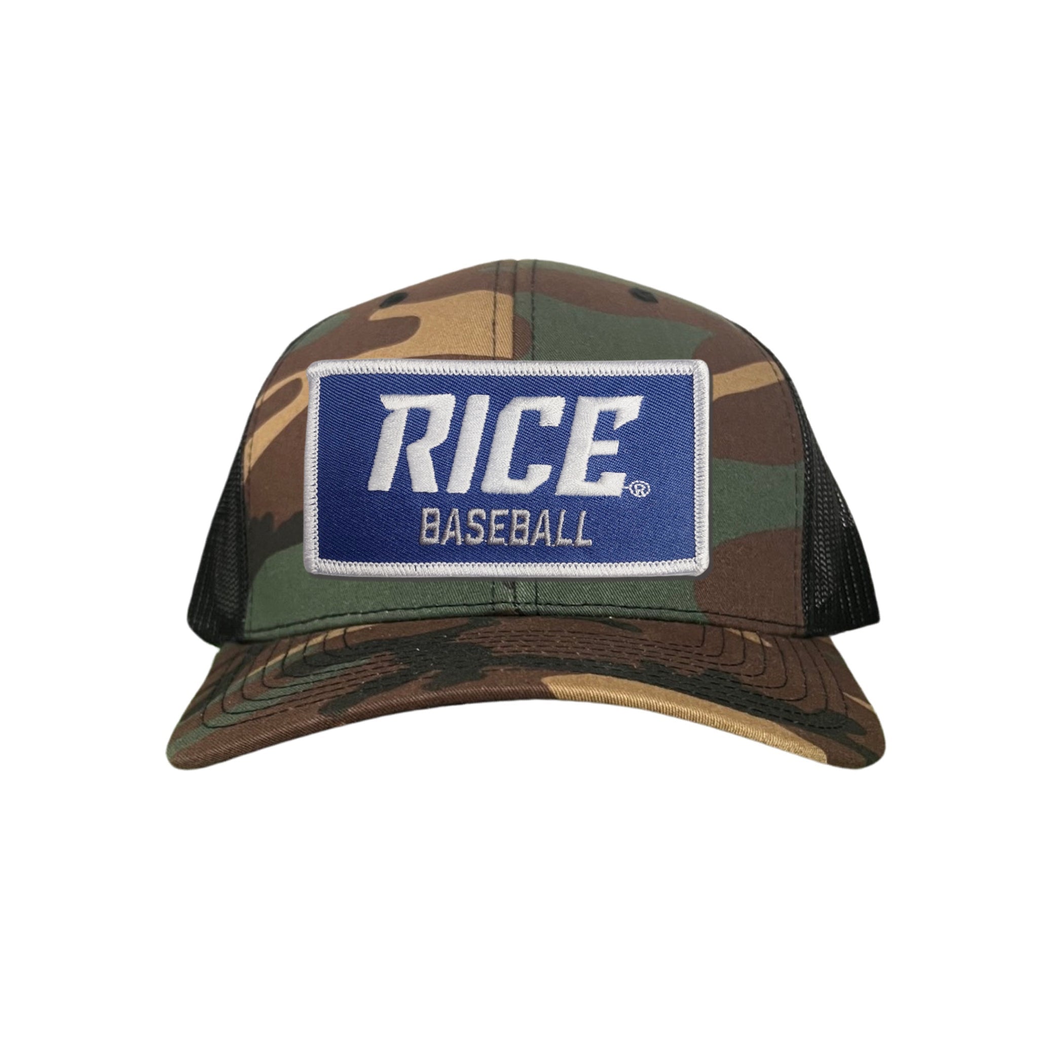 Rice Owls Baseball Rectangle Patch Curved Bill Mesh Snapback Cap