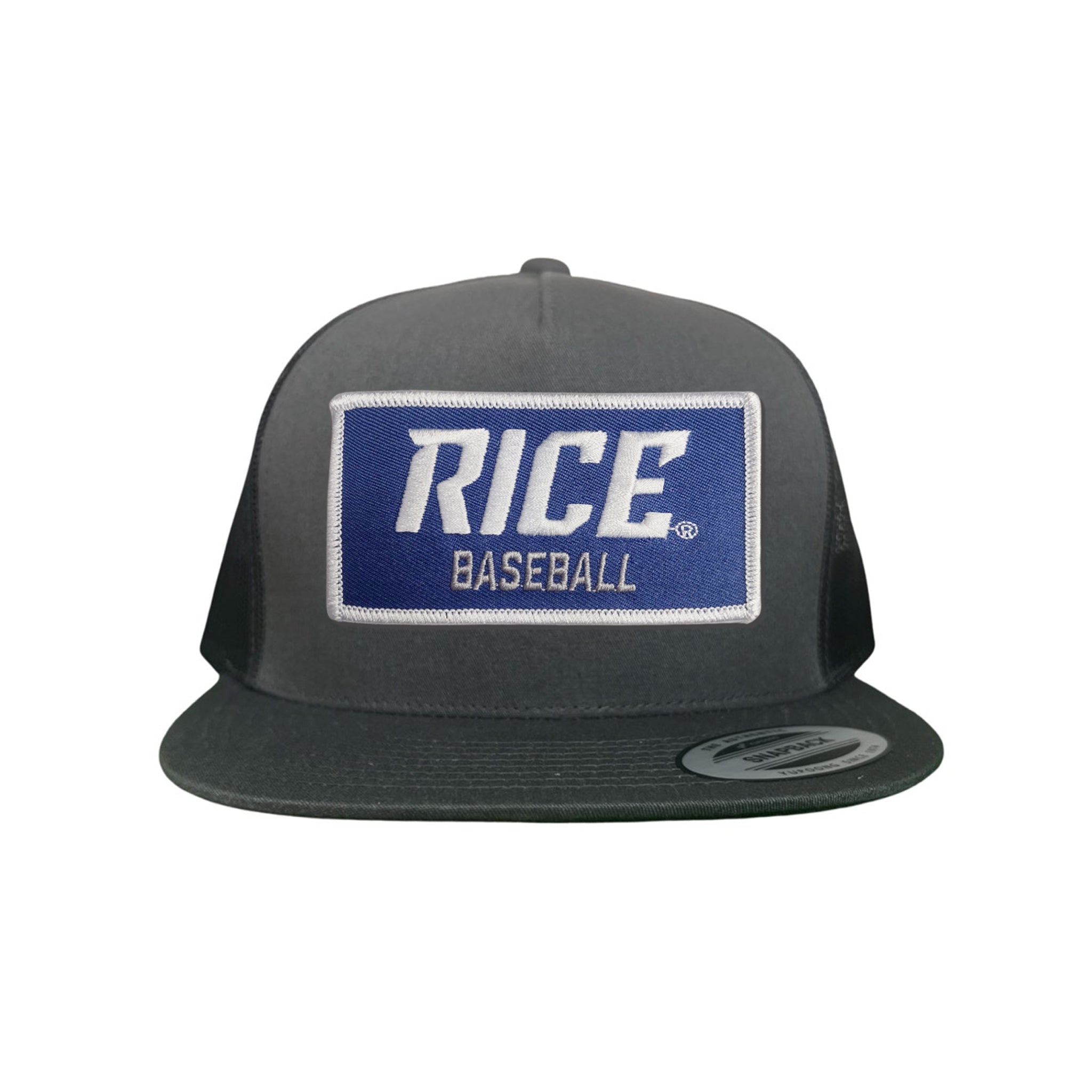 Rice Owls Baseball Rectangle Patch Curved Bill Mesh Snapback Cap