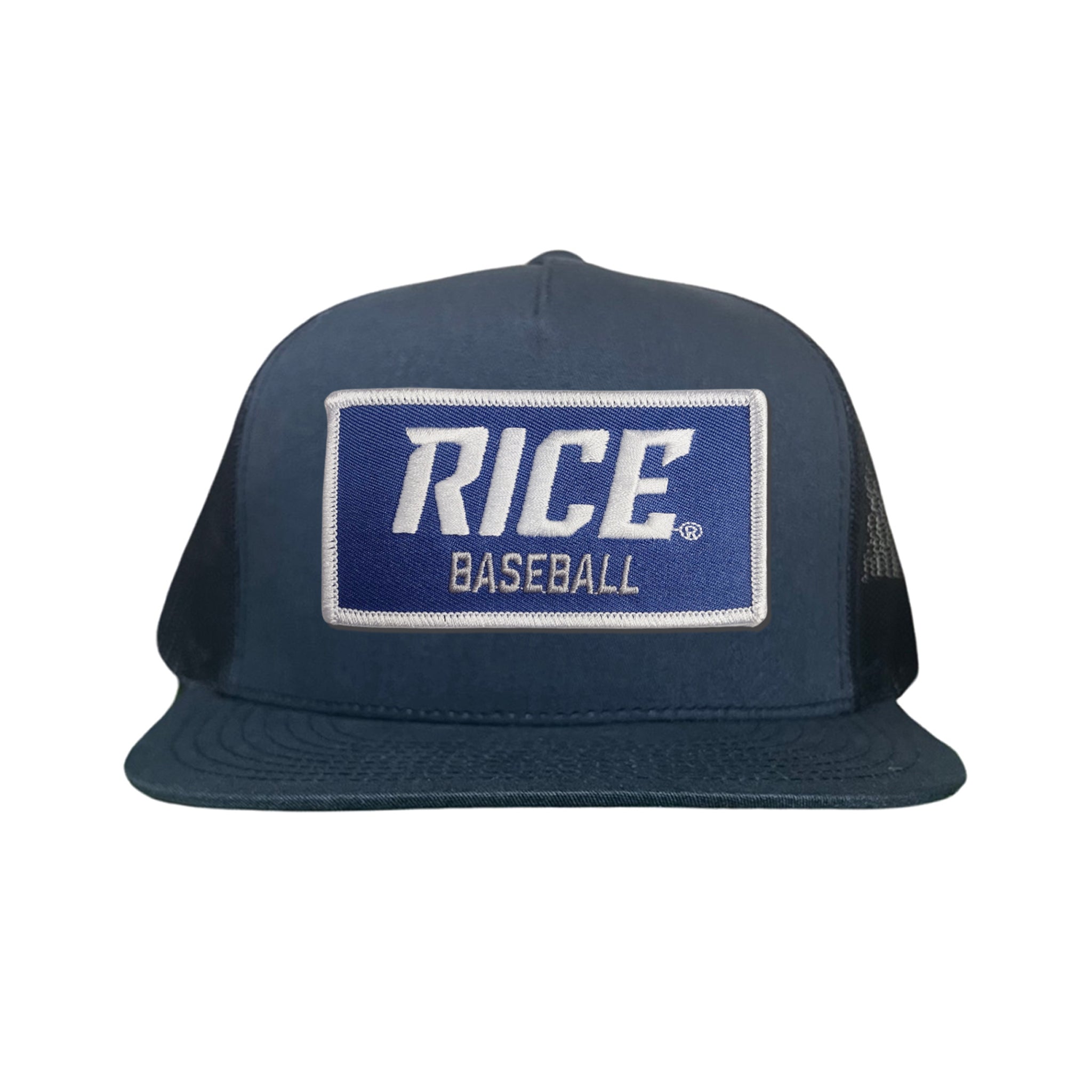 Rice Owls Baseball Rectangle Patch Curved Bill Mesh Snapback Cap