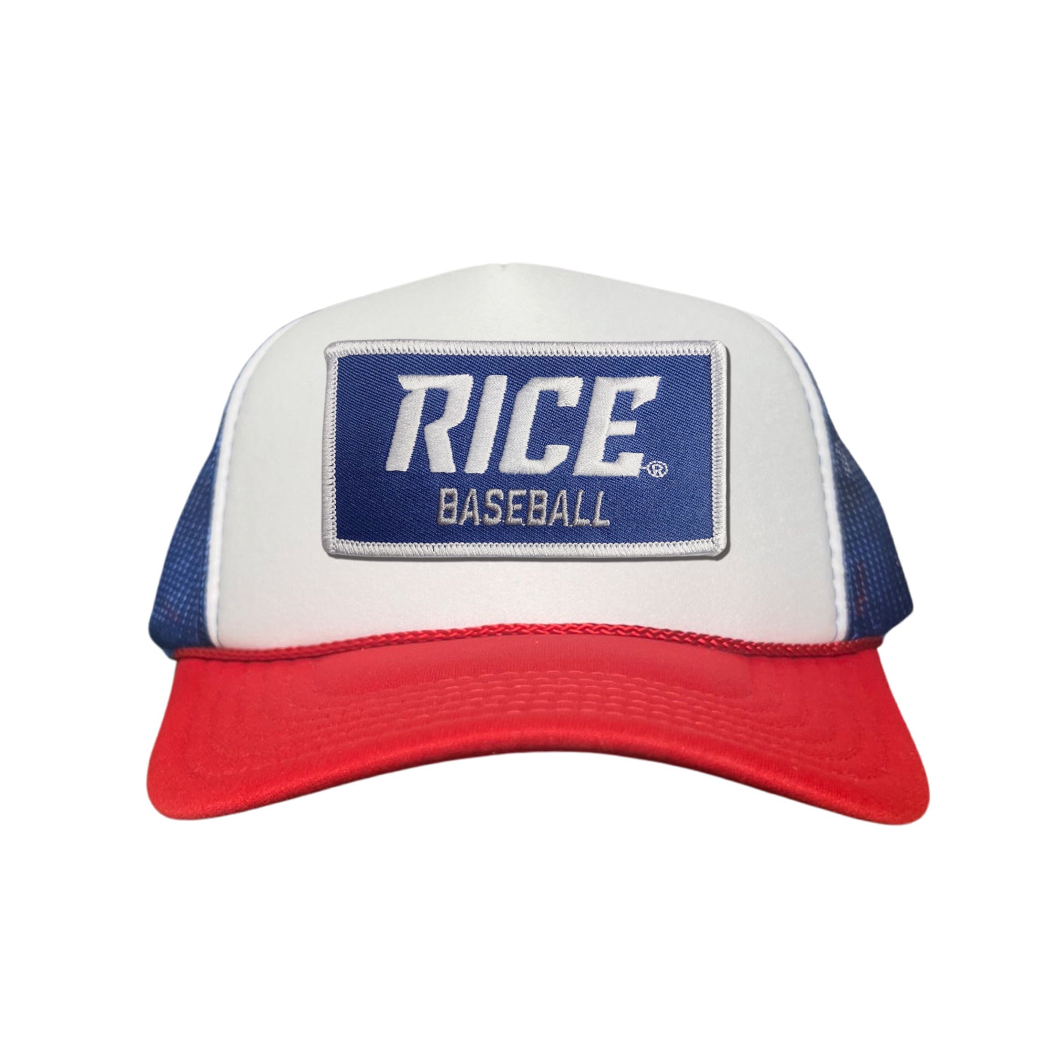 Rice Owls Baseball Rectangle Patch Curved Bill Mesh Snapback Cap