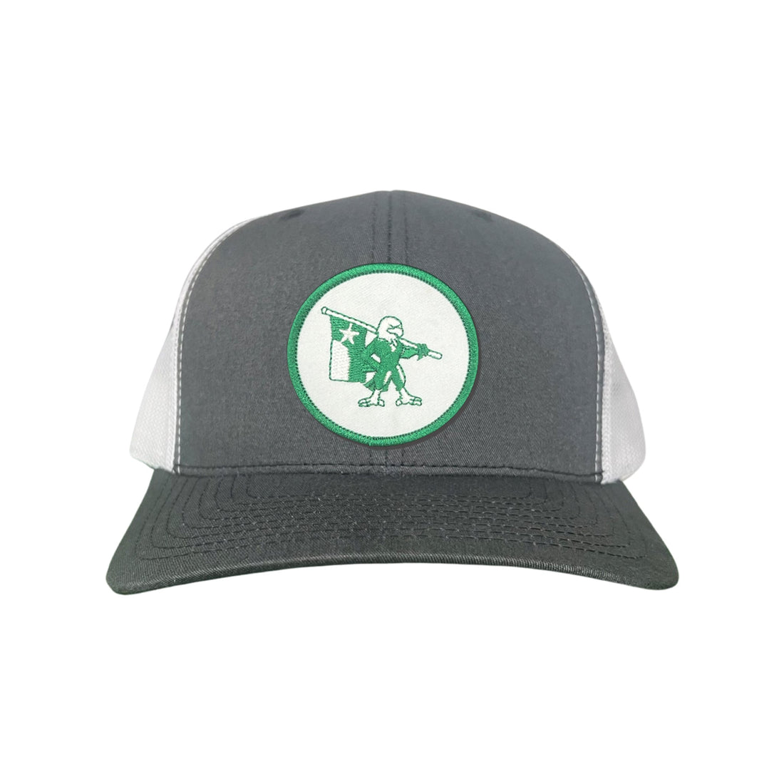 Eagle Battle Flag Circle UNT Mesh Snapback Hat - Black/Gold/Green