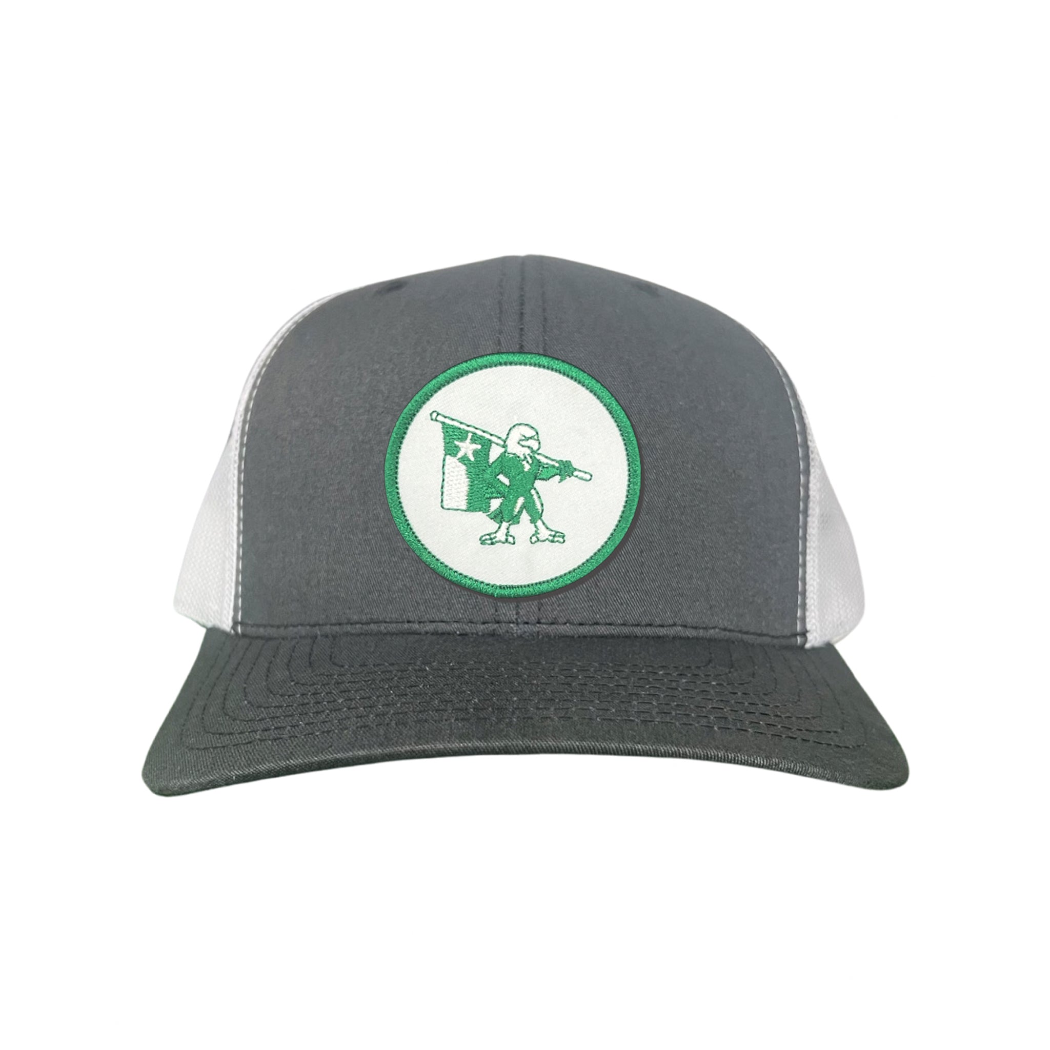 Eagle Battle Flag Circle UNT Mesh Snapback Hat - Black/Gold/Green