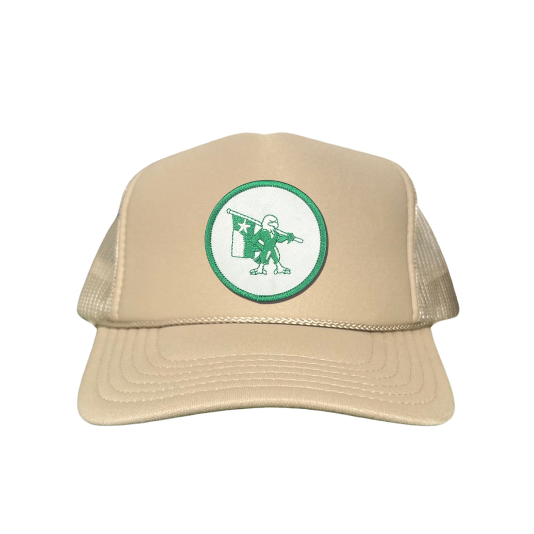 Eagle Battle Flag Circle UNT Mesh Snapback Hat - Black/Gold/Green