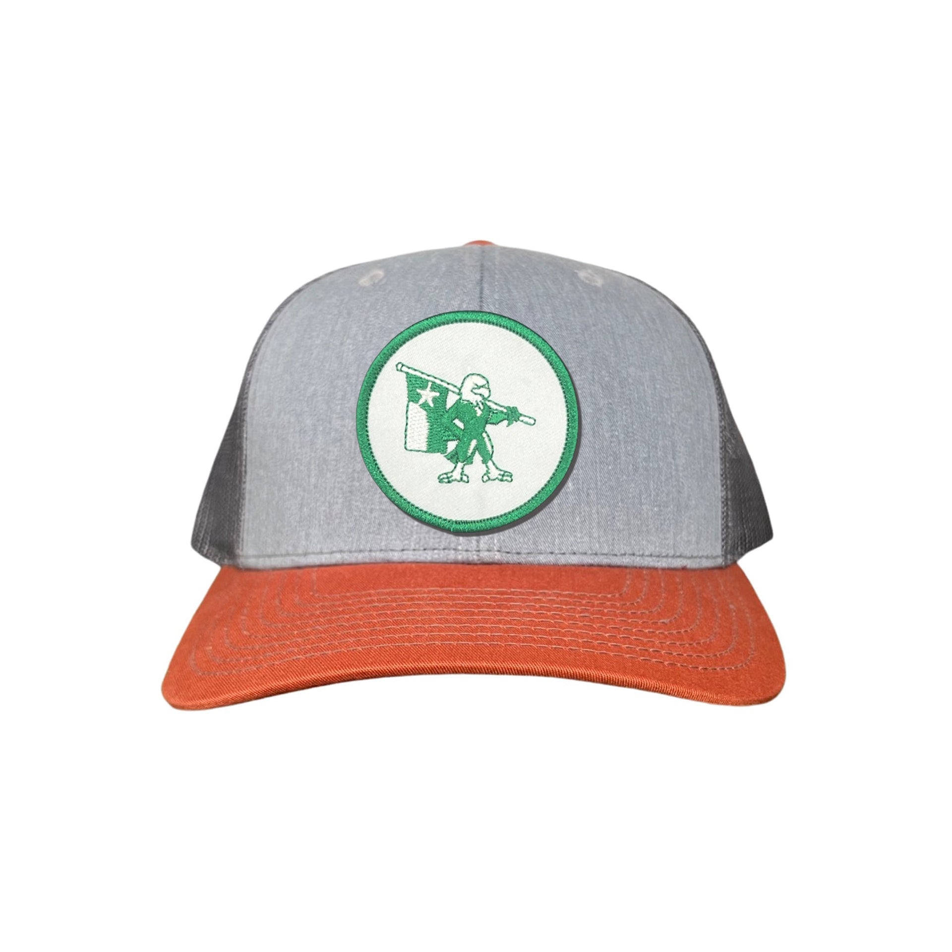 Eagle Battle Flag Circle UNT Mesh Snapback Hat - Black/Gold/Green