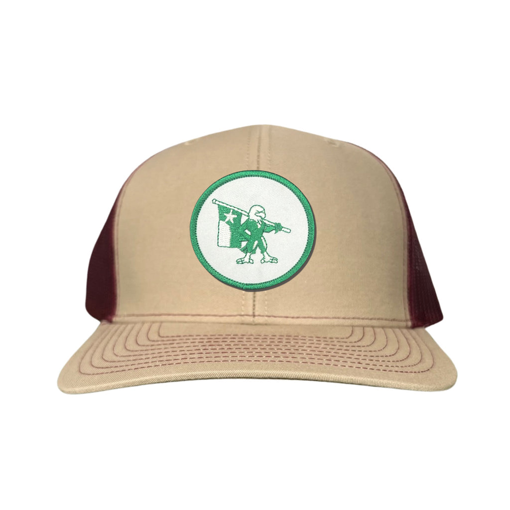 Eagle Battle Flag Circle UNT Mesh Snapback Hat - Black/Gold/Green