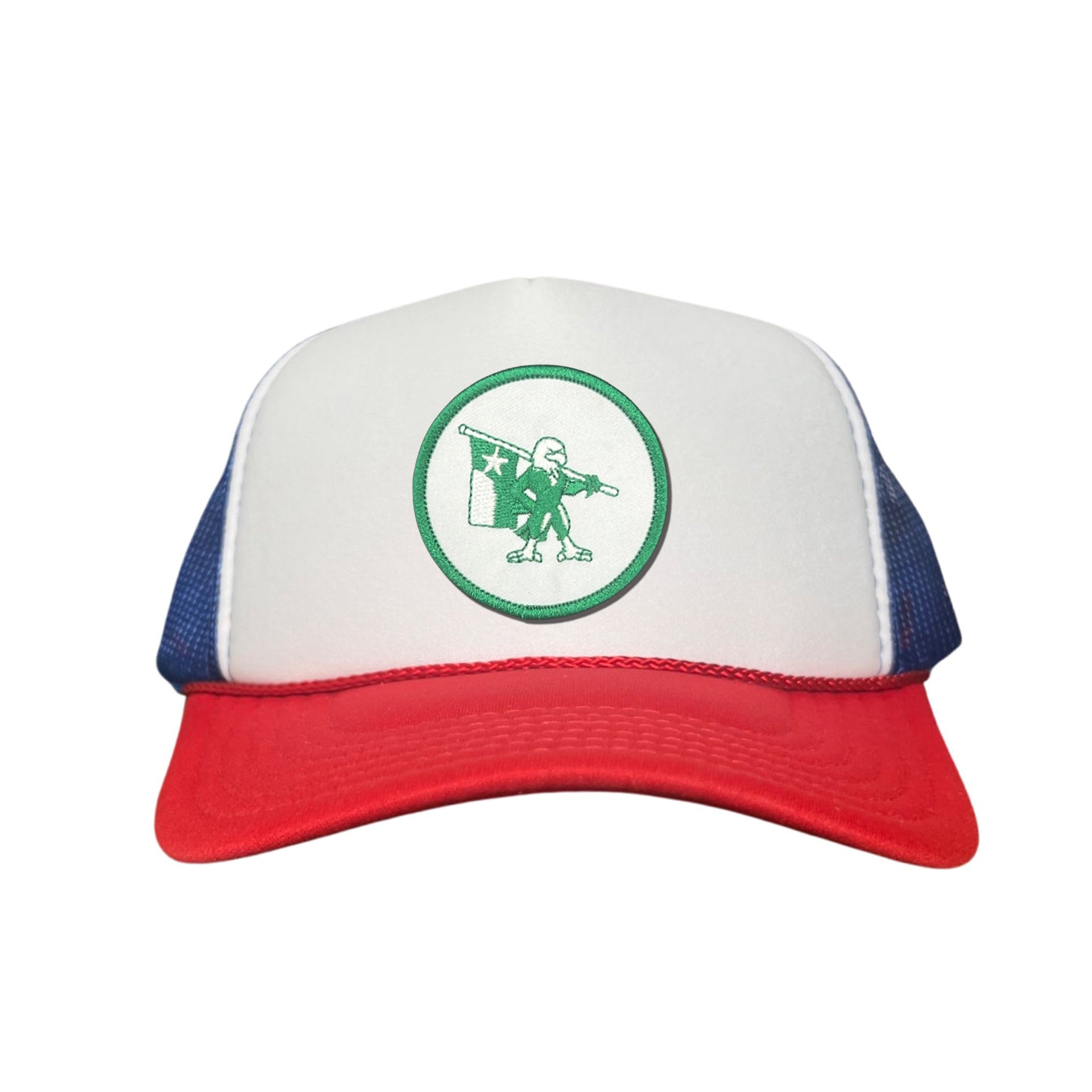 Eagle Battle Flag Circle UNT Mesh Snapback Hat - Black/Gold/Green