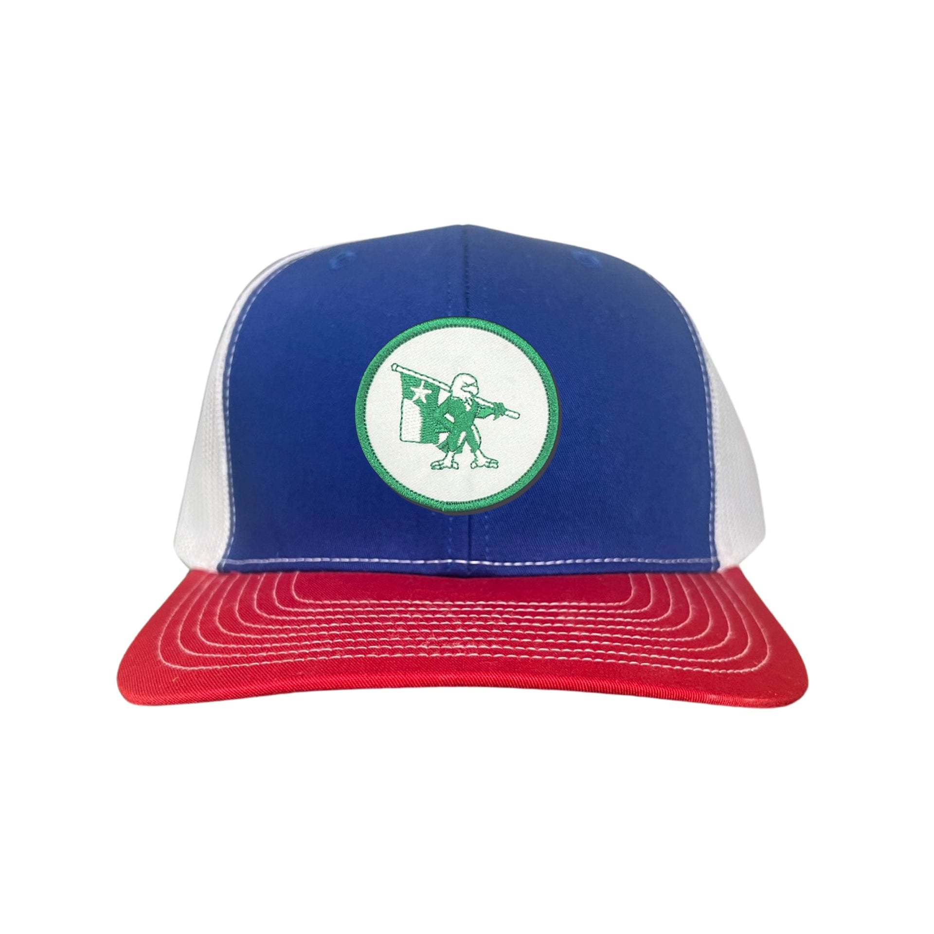 Eagle Battle Flag Circle UNT Mesh Snapback Hat - Black/Gold/Green